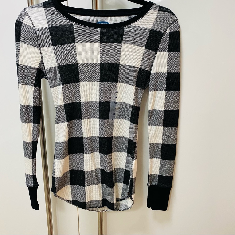 NWT Old Navy Waffle Shirt Black & White Size XSmall